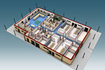 Coupe intérieure du projet de vestiaire à Marignier (74) - plan 3D