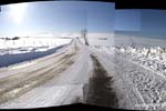 Panorama route enneigée -  Assemblage de plusieurs prise de vue avant retouche
